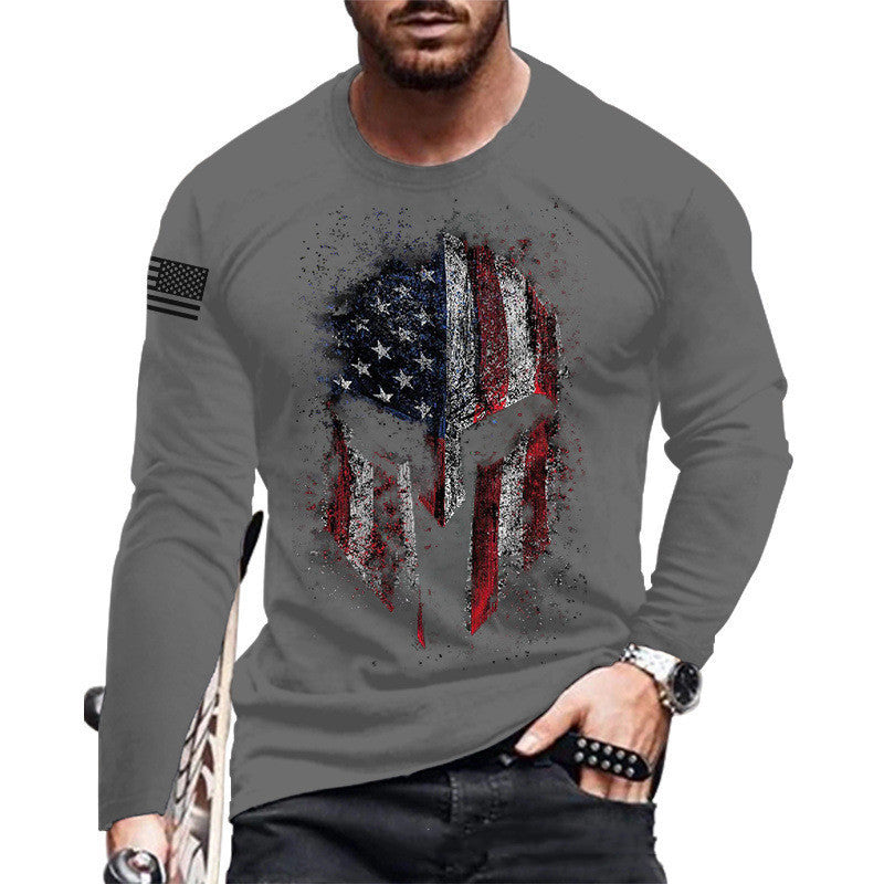 Long Sleeve Round Neck Loose Print Pullover Jacket T-shirt